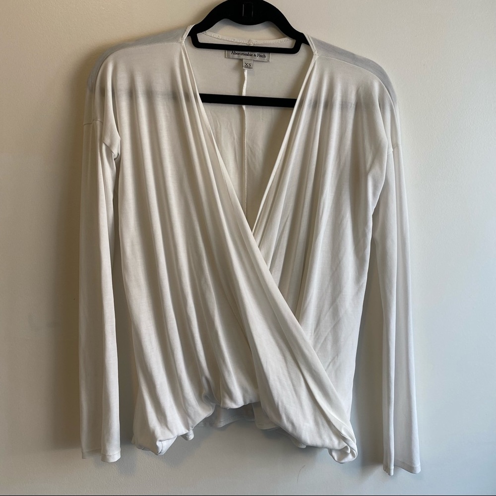 Abercrombie & Fitch White Crisscross Long Sleeve